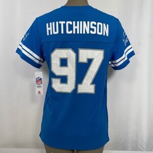 Aidan Hutchinson #97 Detroit Lions NFL Blue Home Jersey Women's SMALL NWT